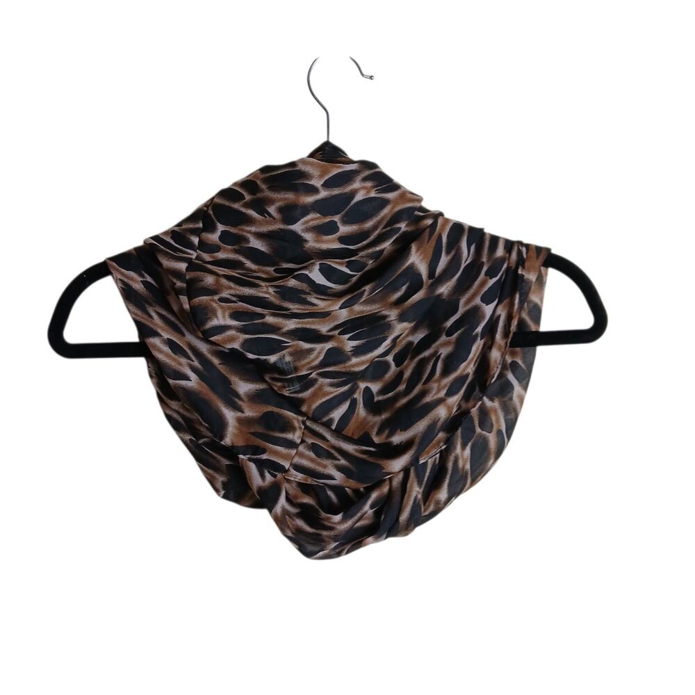 Lavello Sheer Polyester Infinity Scarf Animal Print Brown, Black & White Light